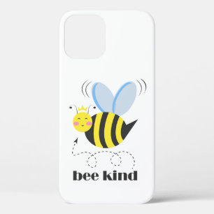 Happy bee princess with crown and slogan Bee Kind iPhone 12 Case