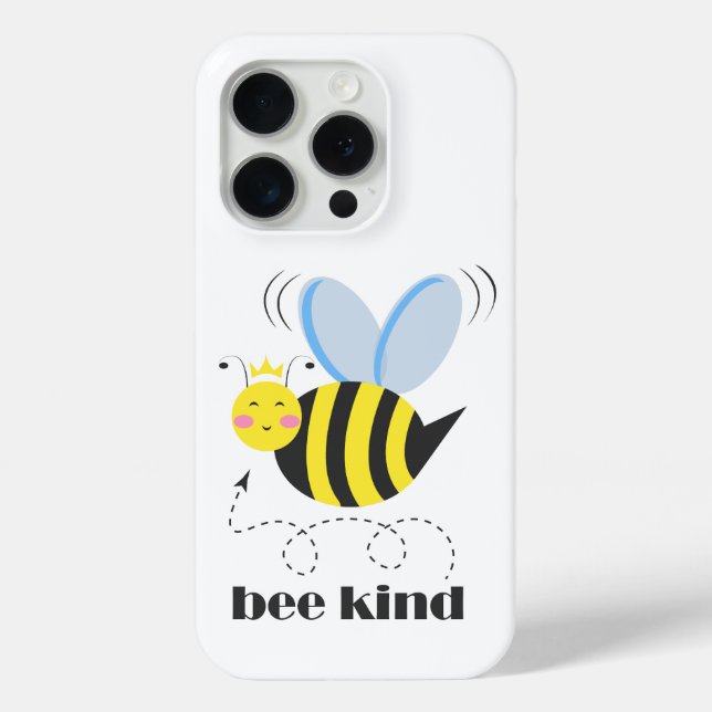 Happy bee princess with crown and slogan Bee Kind Case-Mate iPhone Case (Back)