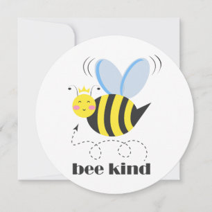 Happy bee princess with crown and slogan Bee Kind Holiday Card