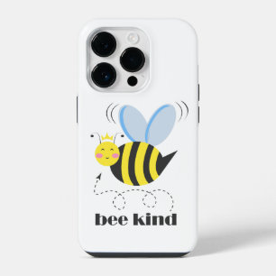 Happy bee princess with crown and slogan Bee Kind iPhone 14 Pro Case