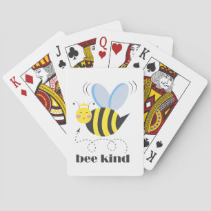 Happy bee princess with crown and slogan Bee Kind Playing Cards