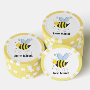 Happy bee princess with crown and slogan Bee Kind Poker Chips