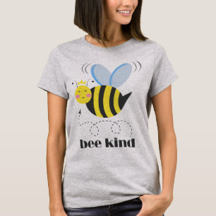 Happy bee princess with crown and slogan Bee Kind T-Shirt