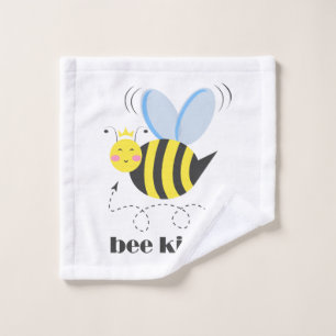 Happy bee princess with crown and slogan Bee Kind Wash Cloth