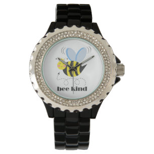 Happy bee princess with crown and slogan Bee Kind Watch