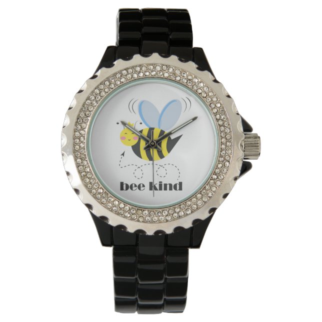 Happy bee princess with crown and slogan Bee Kind Watch (Front)
