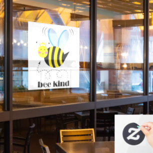 Happy bee princess with crown and slogan Bee Kind Window Cling