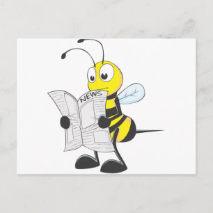 Happy Bee Reading Newspaper Postcard