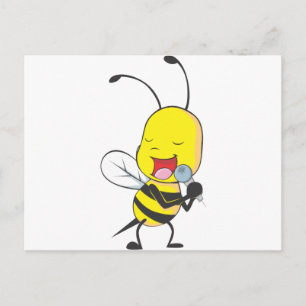 Happy Bee Singing Postcard