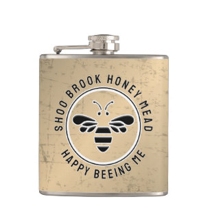HAPPY BEEING ME Distressed Beekeeper Mead Flask 