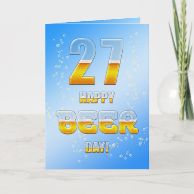Happy Beer day 27th birthday card (Front)
