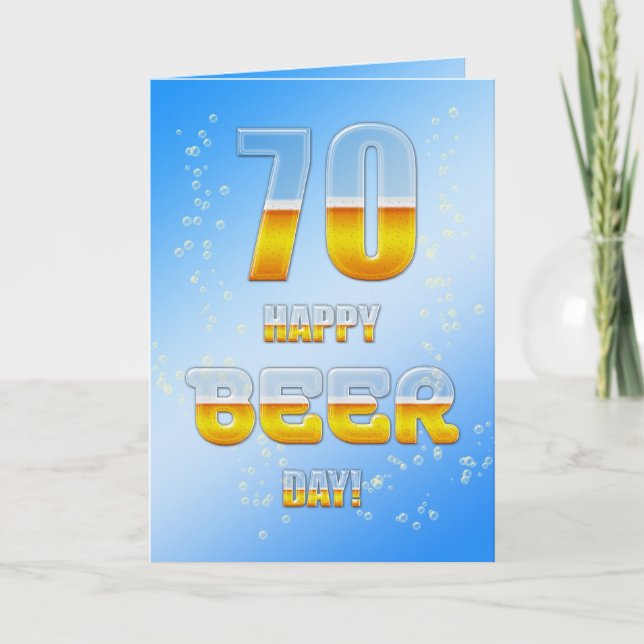 Happy Beer day 70th birthday card (Front)