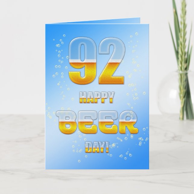 Happy Beer day 92nd birthday card (Front)