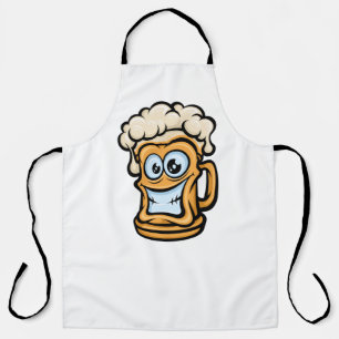 Happy Beer Mug, Funny Illustration Apron