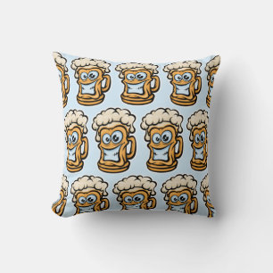 Happy Beer Mug, Funny Illustration Cushion