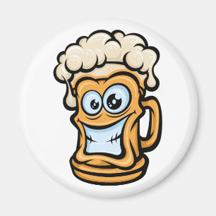 Happy Beer Mug, Funny Illustration Magnet