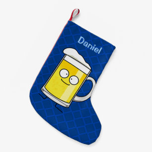 Happy Beer mug stein foam drunk happy alcohol Small Christmas Stocking