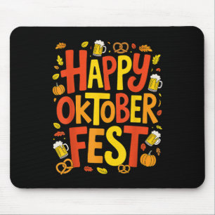 Happy Beer Pretzel Pumpkin Festive Men Women _1 Mouse Mat