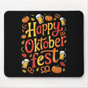 Happy Beer Pretzel Pumpkin Festive Men Women _3 Mouse Mat