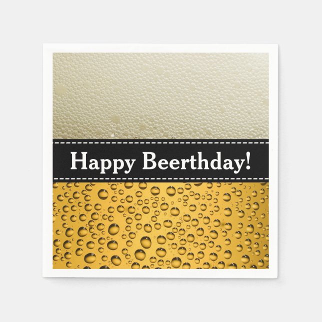 Happy Beerthday! Adult Birthday or Customise Text Napkin (Front)