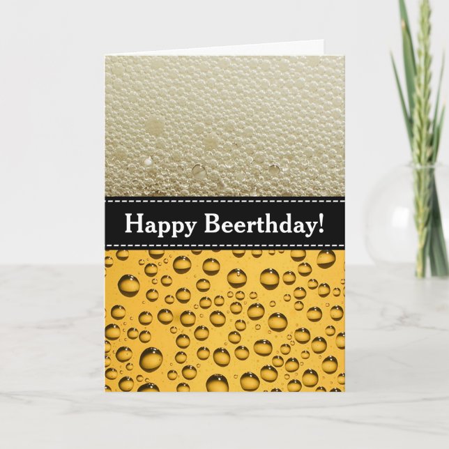 Happy Beerthday! Adult's Birthday Party Card (Front)