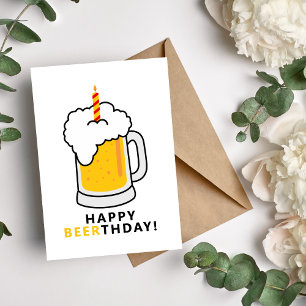 Happy Beerthday Funny Birthday  Holiday Card