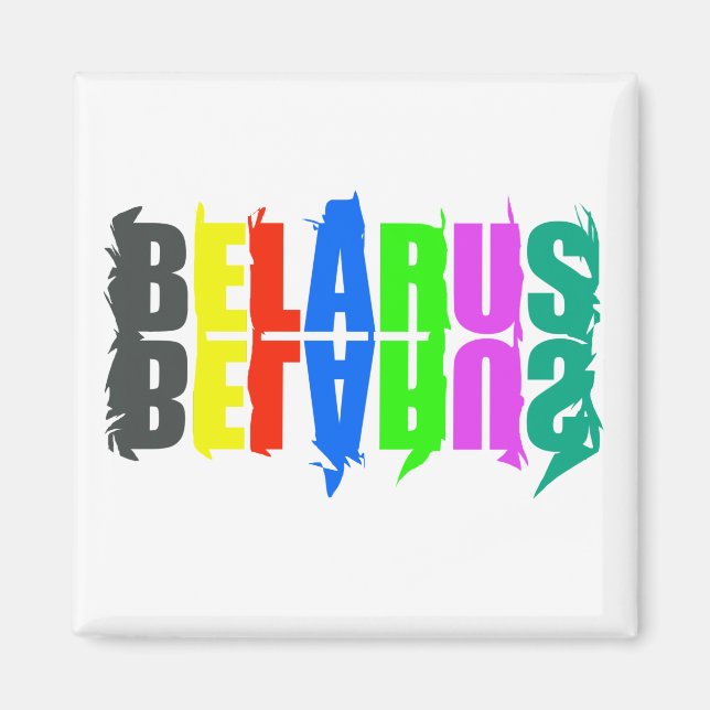 Happy Belarus Colourful Letters Magnet (Front)