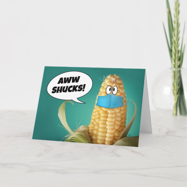 Happy Belated Birthday Corn in Coronavirus Mask Holiday Card (Front)
