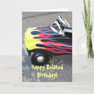 Happy Belated Birthday Toy Car Greeting Card