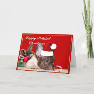 Happy Belated Christmas French Bulldog Holiday Card