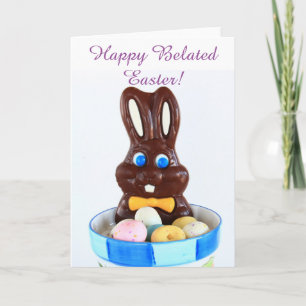 Happy Belated Easter Bunny and Eggs greeting card