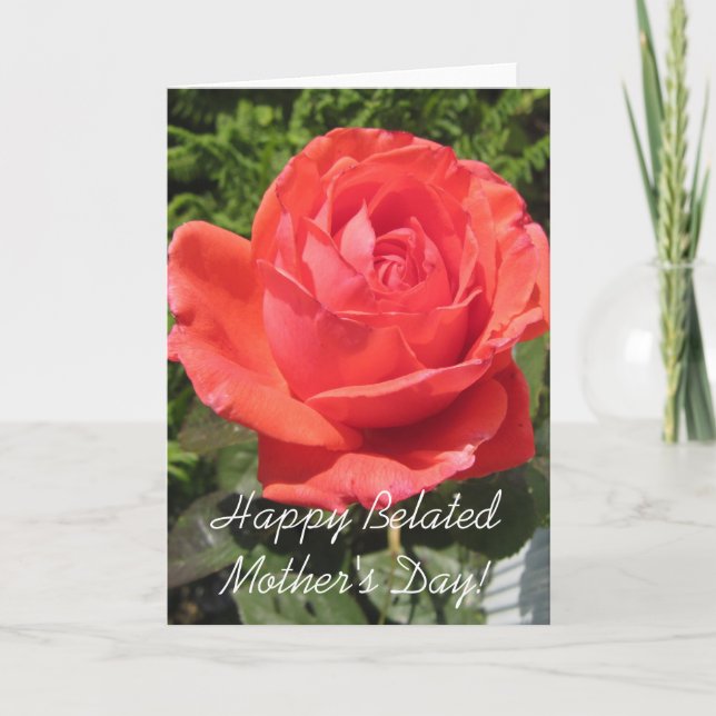 Happy Belated Mother's Day Orange Rose card (Front)