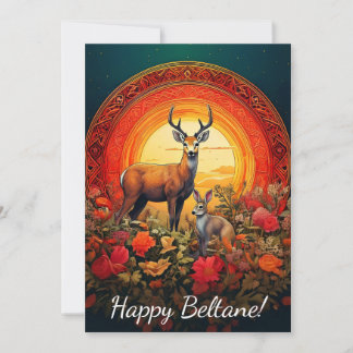 Happy Beltane Deer & Hare Card