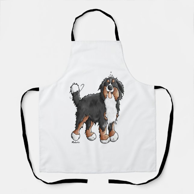 Happy Bernese Mountain Dog - Comic - Dogs - Cartoo Apron (Front)