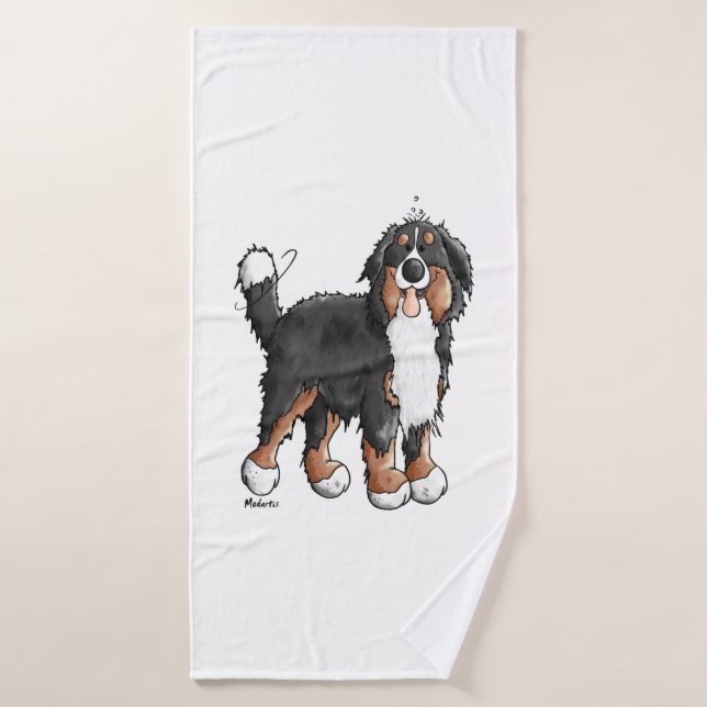 Happy Bernese Mountain Dog - Comic - Dogs - Cartoo Bath Towel (Bath Towel)