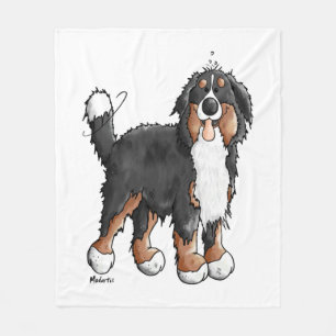 Happy Bernese Mountain Dog - Comic - Dogs - Cartoo Fleece Blanket
