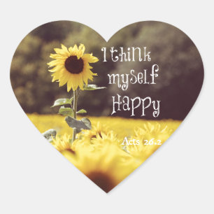 Happy Bible Verse with Sunflowers Heart Sticker