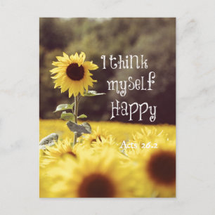 Happy Bible Verse with Sunflowers Postcard