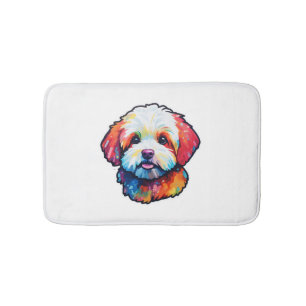Happy bichon frize  bath mat