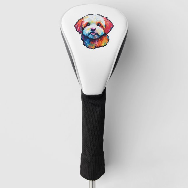 Happy bichon frize  golf head cover (Front)