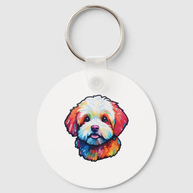 Happy bichon frize  key ring (Front)