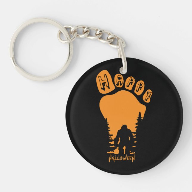 Happy Big Foot Halloween Key Ring (Front)