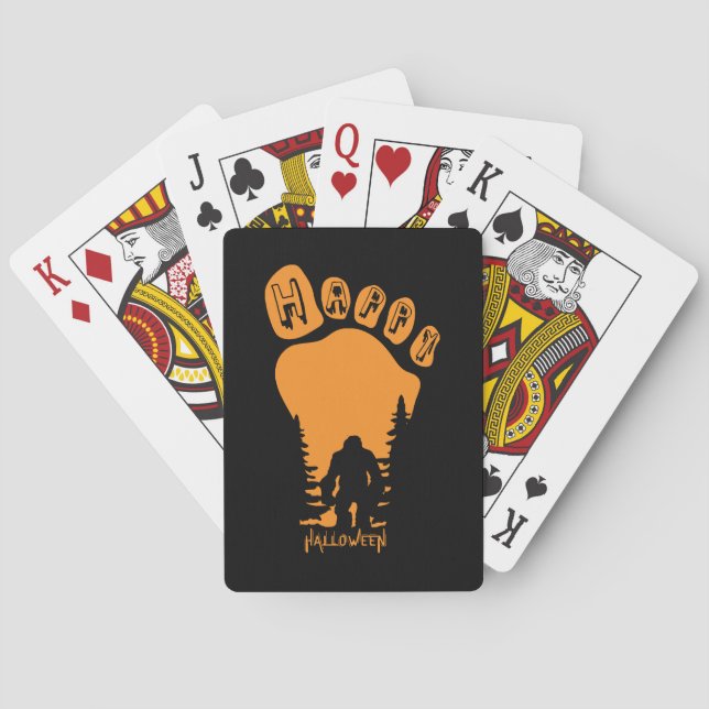 Happy Big Foot Halloween Playing Cards (Back)