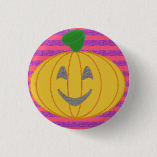 Happy Big Modern Orange Pumpkin Halloween 3 Cm Round Badge