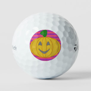 Happy Big Modern Orange Pumpkin Halloween Golf Balls