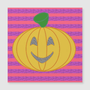Happy Big Modern Orange Pumpkin on Purple and Pink