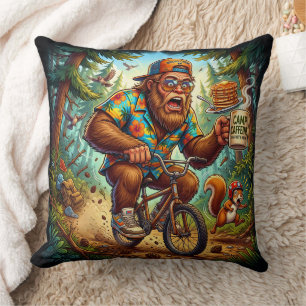 Happy Bigfoot Sasquatch Breakfast Cushion