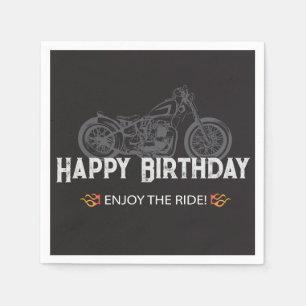 Happy Biker Birthday Motorcycle Rider Napkin
