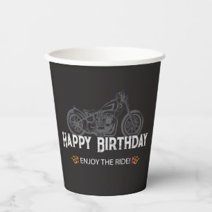 Happy Biker Birthday Motorcycle Rider Paper Cups
