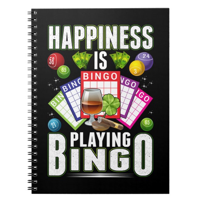 Happy Bingo Player Men Women Funny Bingo Notebook (Front)